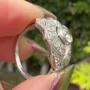 Bague de fiançailles art déco en argent sterling 925 avec halo et diamant blanc de taille ronde