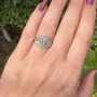 Bague de fiançailles art déco en argent sterling 925 avec halo et diamant blanc de taille ronde