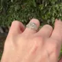 Bague de fiançailles art déco en argent sterling 925 avec halo et diamant blanc de taille ronde