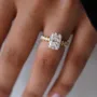 Bague de fiançailles en or sterling et argent blanc avec diamant radiant