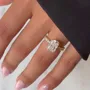 Bague de fiançailles en or sterling et argent blanc avec diamant radiant