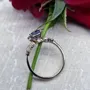 Bague de fiançailles art déco en argent sterling avec aigue-marine à taille radieuse