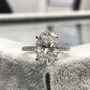 Bague de fiançailles en argent sterling blanc avec diamant de taille ovale