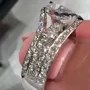 Bague de fiançailles art déco en argent sterling blanc avec diamant poire