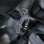 Bague de fiançailles art déco en argent sterling blanc et diamant rond