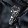 Bague de fiançailles art déco en argent sterling blanc et diamant rond