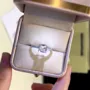 Bague de fiançailles classique en argent sterling blanc avec diamant de taille asscher