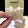Bague de fiançailles classique en argent sterling blanc avec diamant de taille asscher