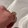Bague de fiançailles en forme de halo en argent sterling et or rose, sertie d'un diamant ovale