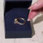 Bague de fiançailles à halo en argent sterling et or jaune avec diamant de taille ovale