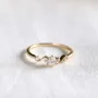 Bague de fiançailles en argent sterling et or jaune avec diamant de taille ronde