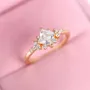 Bague de fiançailles en argent sterling et or jaune avec diamant taille princesse
