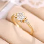 Bague de fiançailles en argent sterling et or jaune avec diamant taille princesse