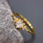 Bague de fiançailles en argent sterling et or jaune avec diamant taille princesse