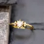 Bague de fiançailles en argent sterling et or jaune avec diamant taille princesse