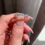 Bague de fiançailles en argent sterling blanc avec diamant taillé en forme de marquise