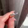 Bague de fiançailles en argent sterling blanc avec diamant taillé en forme de marquise