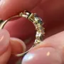 Bague de fiançailles en argent et or jaune avec aigue-marine bleue de taille ovale