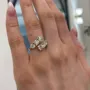 Bague de fiançailles en argent jaune blanc avec diamant rond