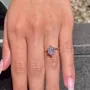 Bague de fiançailles solitaire en argent sterling et or jaune, diamant blanc de taille hexagonale