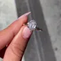 Bague de fiançailles solitaire en argent sterling et or jaune, diamant blanc de taille hexagonale