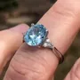Bague de fiançailles en argent sterling avec aigue-marine bleue à taille ovale