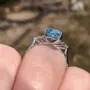 Bague de fiançailles en argent sterling avec aigue-marine bleue à taille ovale