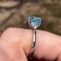 Bague de fiançailles en argent sterling avec aigue-marine bleue à taille ovale