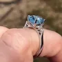 Bague de fiançailles en argent sterling avec aigue-marine bleue à taille ovale