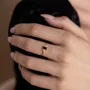 Bague de fiançailles 3 pierres emerald cut fancy black en argent sterling et or jaune
