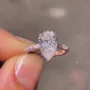 Bague de fiançailles en argent sterling et or rose avec diamant taille poire