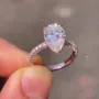 Bague de fiançailles en argent sterling et or rose avec diamant taille poire