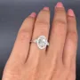 Bague de fiançailles en argent sterling avec halo en diamant blanc de taille ovale