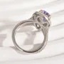 Bague de fiançailles double halo en argent sterling avec aigue-marine bleue taille poire