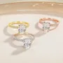 Bague de fiançailles classique en argent sterling blanc avec diamant ovale