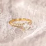 Bague de fiançailles classique en argent sterling blanc avec diamant rond