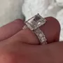 Bague de fiançailles à halo caché en argent sterling 925 et diamant radiant