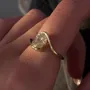 Bague de fiançailles solitaire en argent sterling 925 et or jaune avec diamant de taille ovale