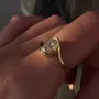 Bague de fiançailles solitaire en argent sterling 925 et or jaune avec diamant de taille ovale