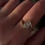 Bague de fiançailles solitaire en argent sterling 925 et or jaune avec diamant de taille ovale