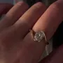Bague de fiançailles solitaire en argent sterling 925 et or jaune avec diamant de taille ovale