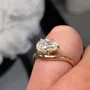 Bague de fiançailles solitaire en argent sterling 925 or jaune et diamant taille poire