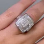 Bague de fiançailles art déco en argent sterling 925 et diamant taille princesse