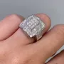 Bague de fiançailles art déco en argent sterling 925 et diamant taille princesse