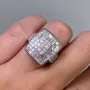 Bague de fiançailles art déco en argent sterling 925 et diamant taille princesse