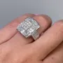 Bague de fiançailles art déco en argent sterling 925 et diamant taille princesse