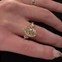 Bague de fiançailles 3 pierres en argent sterling et or jaune, ornée d'une citrine jaune taille ovale