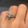 Bague de fiançailles Art Déco en argent sterling blanc et diamant taille marquise