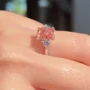 Bague de fiançailles en argent sterling avec diamant taille coussin rose fantaisie