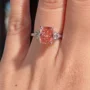 Bague de fiançailles en argent sterling avec diamant taille coussin rose fantaisie